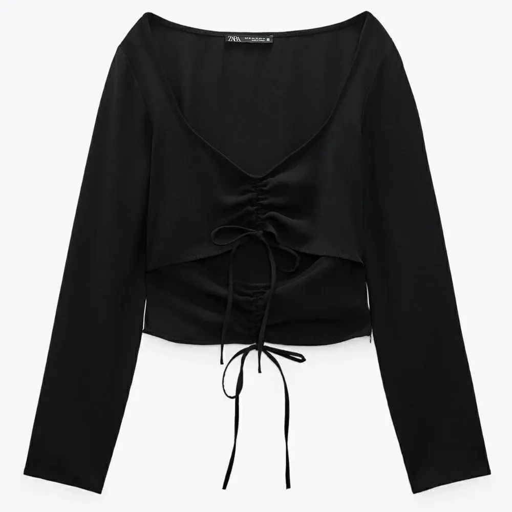 ZARA RUCHED CUT OUT TOP New